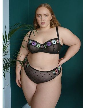 Savage X Free Spirit Floral Embroidery Unlined Balconette Bra - Green