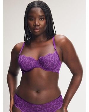 Savage X Savage Not Sorry Unlined Lace Balconette Bra - Purple