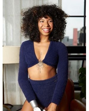 Savage X Fluff It Up Pj Crop Top - Blue