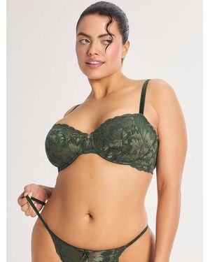 Savage X Plush Rush Velvet Unlined Balconette Bra - Green