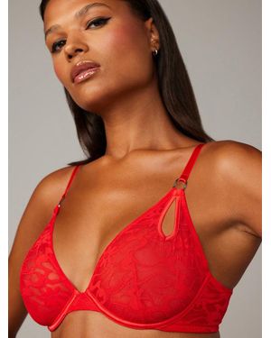 Savage X Link Up Lace Unlined Plunge Bra - Red