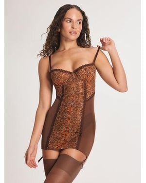 Savage X Croc Crush Underwire Slip - Brown