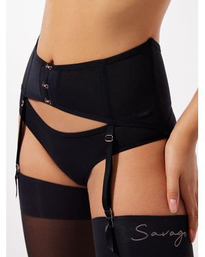 Savage X See Thru U Suspender Belt - Black