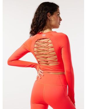 Savage X Lace Up Open-back Long-sleeve Top - Red