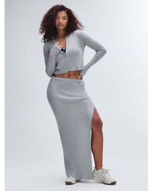 Savage X Featherweight Knit Slit Skirt - White