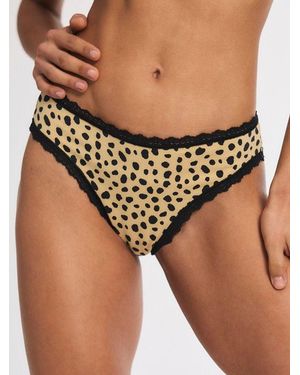 Savage X Cotton Essentials Lace-trim Cheeky Panty - Black