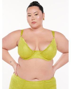 Savage X Heavenly Satin Quarter Cup Plunge Bra - Green