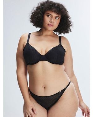 Savage X Show N' Tell Mesh Unlined Demi Bra - Black