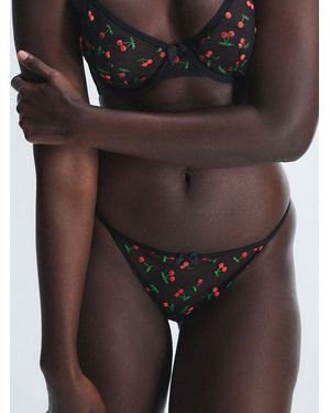 Savage X Puff Cherries String Bikini Knickers - Black