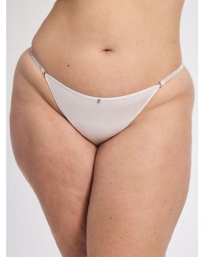 Savage X Midnight Microfiber Rhinestone G-string Knickers - White