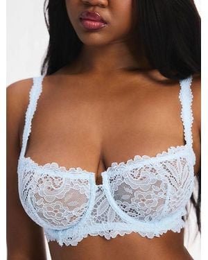 Savage X Romantic Corded Lace Unlined Balconette Bra - Blue