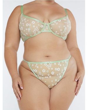Savage X Puff Daisy String Bikini Knickers - Green