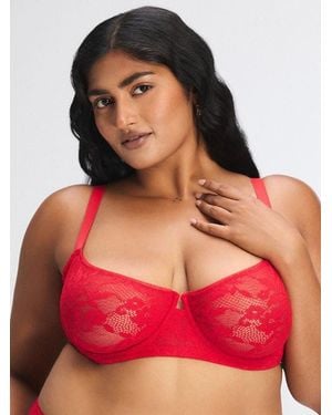 Savage X Luxe Lace Unlined Low-cut Balconette Bra - Red