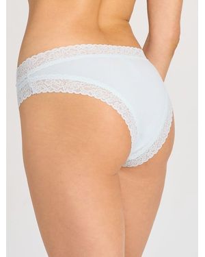 Savage X Cotton Essentials Classic Lace-trim Cheeky Knickers - White