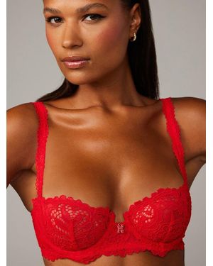 Savage X Romantic Corded Lace Unlined Balconette Bra - Red