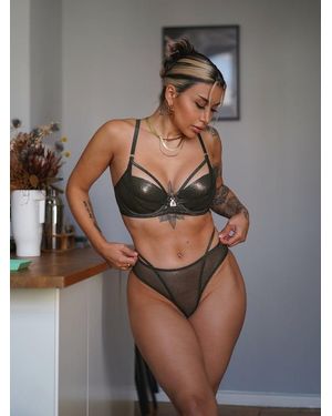 Savage X Going Platinum Mesh Caged Demi Bra - Grey