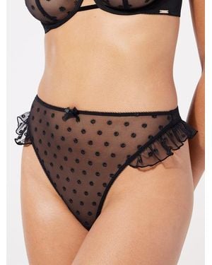 Savage X Ruffle Luv High-rise Thong Knickers - Black