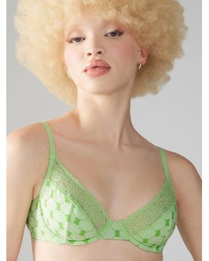 Savage X Cotton Essentials Lace-trim Unlined Bra - Green