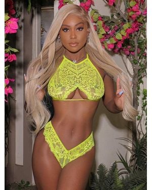 Savage X Alien Animal High-neck Lace Bralette - Green