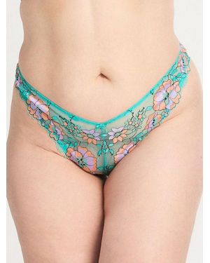 Savage X Floral Trip Lace Brazilian Knickers - Green