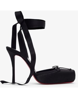 Christian Louboutin Cassia Lace Up 100 Black Satin Pumps