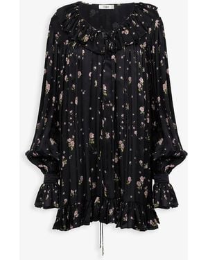Chloé Gathered Mini Silk Dress - Black