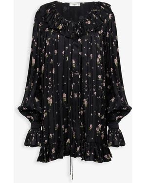 Chloé Gathered Mini Silk Dress - Black