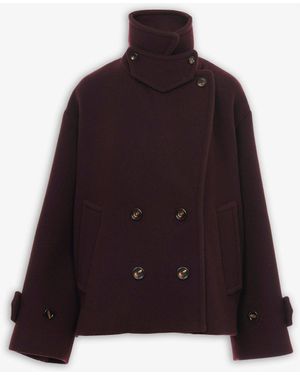 Chloé Double-breasted Oversized Short Coat - Red