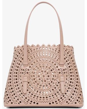 Alaïa Mina 25 Vienne Circulaire Beige Tote Bag - Pink
