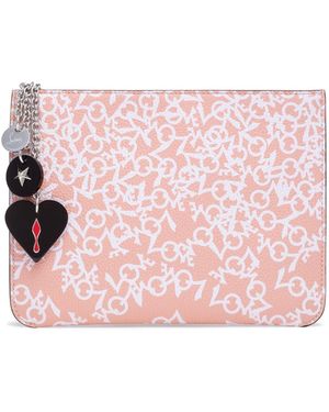 Christian Louboutin Loubicute Crazy Love White And Pink Clutch