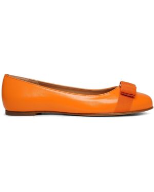 Ferragamo Varina 22 Orange Leather Ballerinas