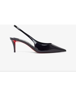 Christian Louboutin Miss Z 60 Black Patent Slingback Court Shoes - White