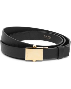 The Row Brian Belt Black And Gold Leather Belt