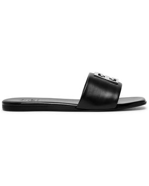 Givenchy 4g Black And Silver Flat Sandals