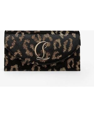 Christian Louboutin Loubi54 Leopard Velvet Clutch - Black