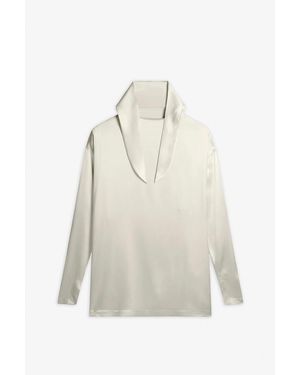 Phoebe Philo Liquid Cream Knot Collar Top - White