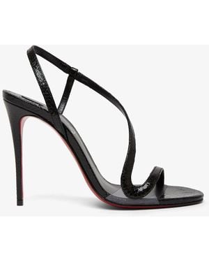 Christian Louboutin Rosalie 100 Black Glitter Sandals - White