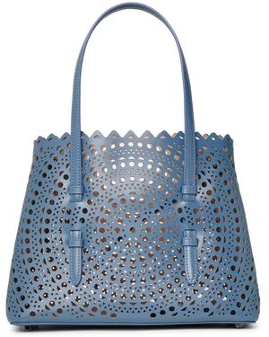 Alaïa Mina 25 Circulaire Blue Tote Bag
