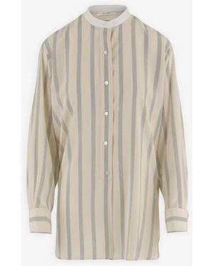 The Row Falco White And Black Striped Shirt