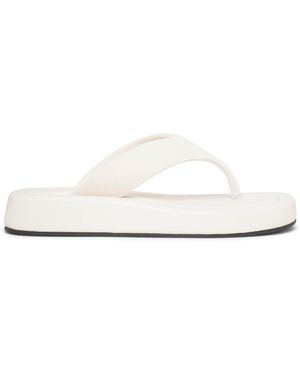 The Row Ginza Ivory Velvet Flip Flops - White