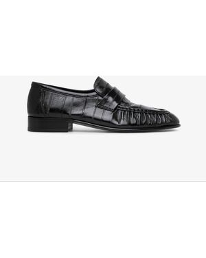 The Row Soft Black Eel Loafers - White
