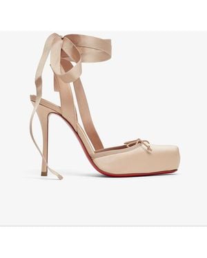 Christian Louboutin Cassia Lace Up 100 Blush Satin Court Shoes - Pink