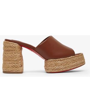 Christian Louboutin Calakala 85 Brown Leather Espadrilles