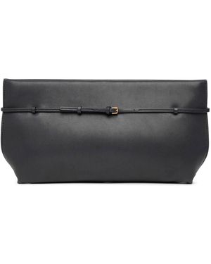 The Row Sienna Black Saddle Leather Clutch
