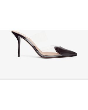 Alaïa Coeur 90 Aubergine Patent Mules Pumps - Natural