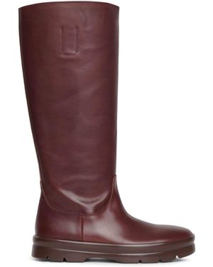 The Row Billie Brown Leather Boots - Red