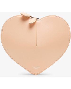 Alaïa Le Coeur Beige Leather Crossbody Bag - White
