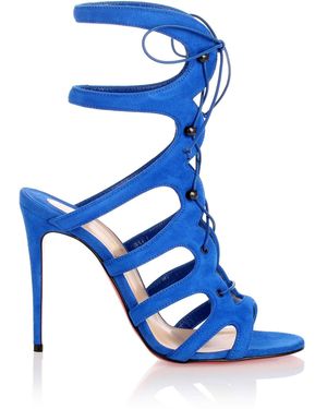 Christian Louboutin Amazoulo 100 Blue Suede Sandal