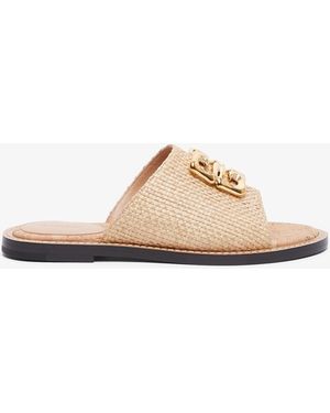 Givenchy 4g Liquid Raffia Flat Mules - White