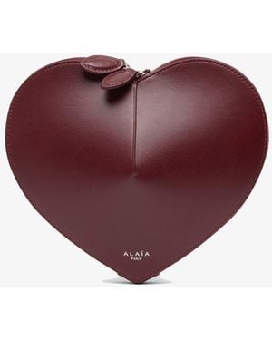 Alaïa Le Coeur Dark Red Leather Crossbody Bag - Purple